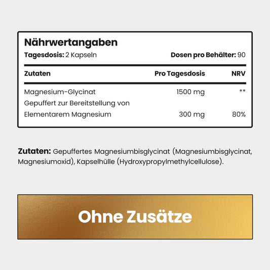 Magnesium Bisglycinat 300 mg | 180 Kapseln | 3 Monate Vorrat | Hochdosiert Chelatiertes Magnesium Glycinat | Vegan | Ohne Zusatzstoffe | Laborgeprüft | VitaBright Magnesiumbisglycinat