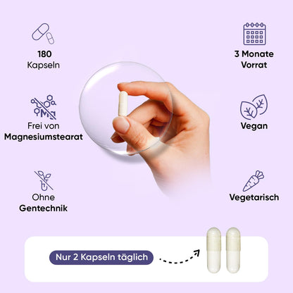 Magnesium Bisglycinat Kapseln - 1422mg Magnesiumbisglycinat mit Vitamin B6-200mg elementes Magnesium - Glycinat Form - 180 vegane Kapseln - 3 Monate Vorrat - Frei von Magnesiumstearat - WeightWorld