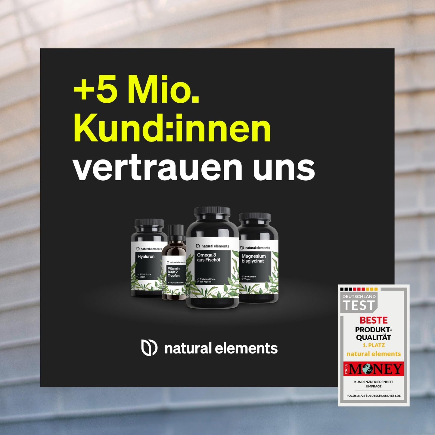 natural elements Magnesium - 365 Kapseln (Jahresvorrat) - 667mg, davon 400mg elementares Magnesium pro Kapsel - Laborgeprüft, hochdosiert, vegan