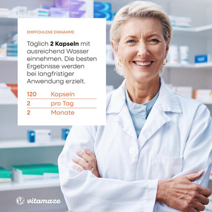 Magnesium Bisglycinat Kapseln hochdosiert, 1500 mg in nur 2 Kapseln davon 300 mg elementares Magnesium pro Tagesdosis, 120 vegane Kapseln für 2 Monate, ohne Zusatzstoffe, Made in Germany